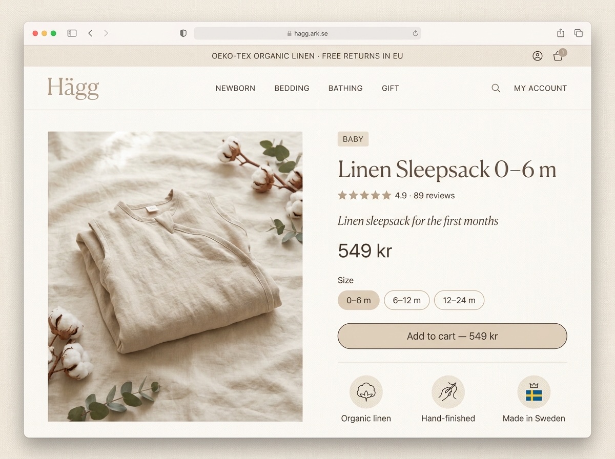 Hägg: generated baby storefront mockup